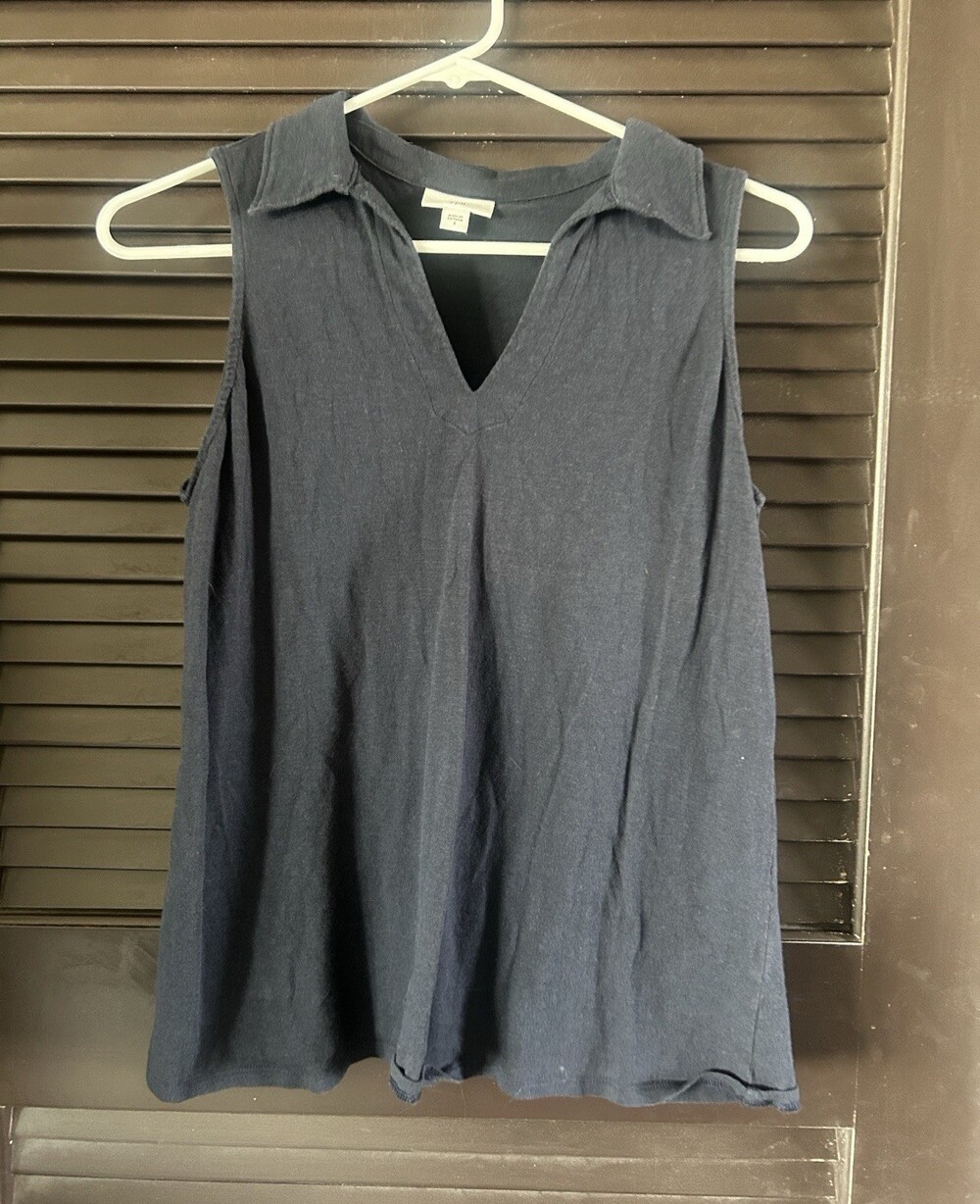 J.Jill Women's S Regular Blue Solid V-Neck Sleeveless Pullover Top